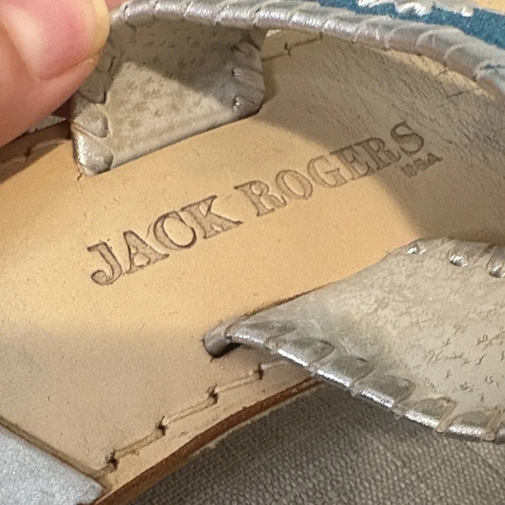 Jack Rogers Sparkly Turquoise and Silver Sandals 8